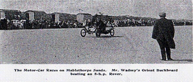 #Mablethorpe's wide flat beaches provided a perfect setting for some of the UK's earliest motor-car races. This image, from a contemporary newspaper, shows one of these early racing cars. To this day, Mablethorpe sands are used annually for winter bike races.