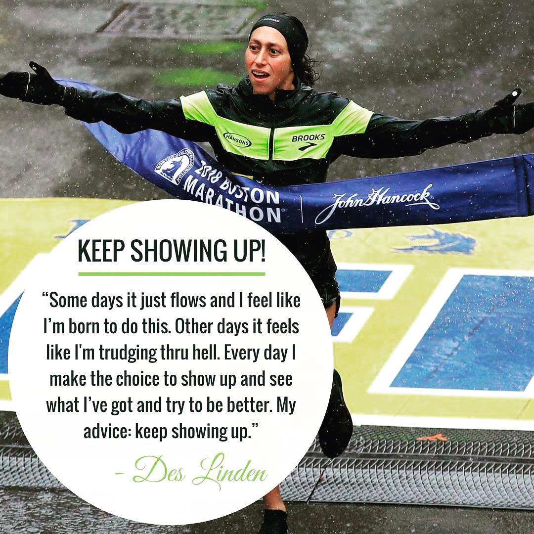 Monday morning thoughts on Marathon Monday 💭In the wise words of <a href="/des_linden/">des_linden</a>, keep showing up. 

Good luck to all the Boston Marathon runners today! 

#monday #embracetheday #marshfieldma #themollyfund #marathonmonday
