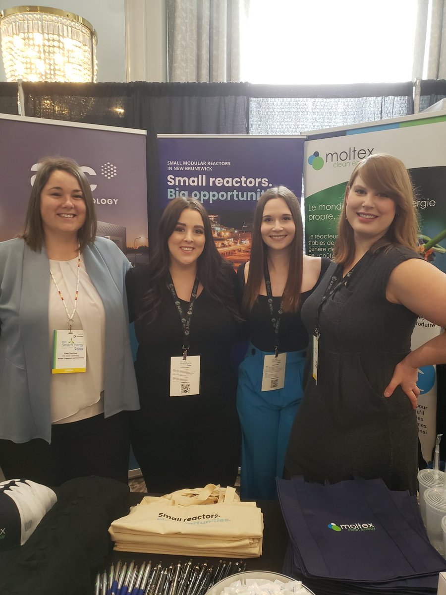 MoltexEnergy's tweet image. We&apos;re at @SmartEnergyCan in #Halifax today and tomorrow! We&apos;re at booth 513 with @NB_Power and @arc_cleantech. Come by to learn more about #SMR development in New Brunswick. #SmartEnergyEvent2023