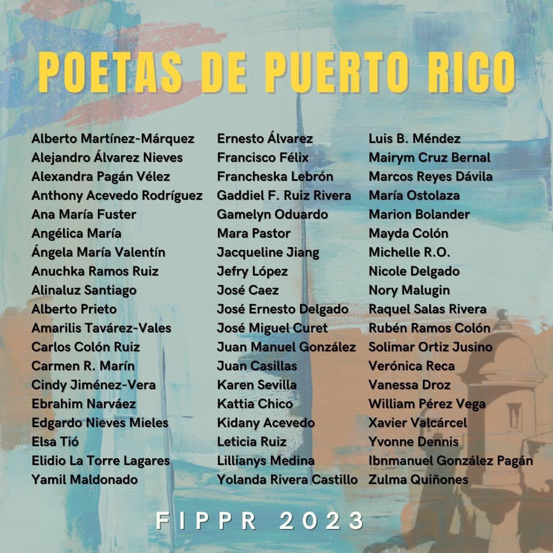 Queremos felicitar a los poetas puertorriqueños invitados al FIP de Puerto Rico. En especial a los poetas de nuestra editorial: 

Amanda Hernandez 
Anthony Acevedo
Carlos A. Colón 
Gaddiel F. Ruiz 
José Ernesto 
Verónika Reca 
Luis Mendez 
Yolanda Rivera 

🐙