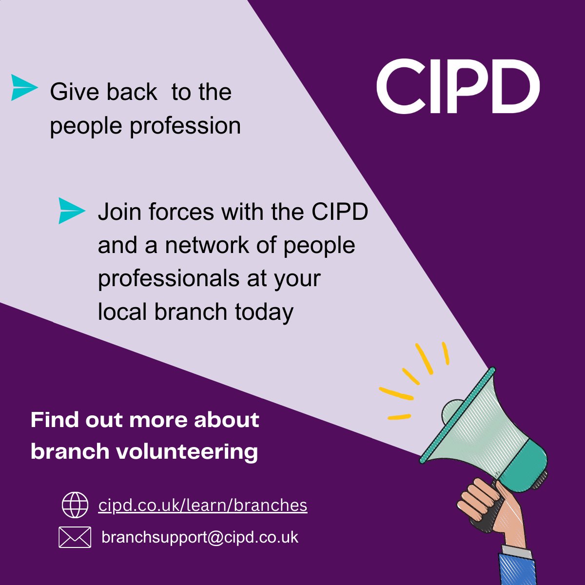 CIPD London Network (@cipdlondon) on Twitter photo Branch volunteers build the connection between the CIPD and its members. You could contribute your skills, insights and ideas to your local branch.
Please email london@cipdbranch.co.uk for more information Branch volunteers build the connection between the CIPD and its members. You could contribute your skills, insights and ideas to your local branch.
Please email london@cipdbranch.co.uk for more information