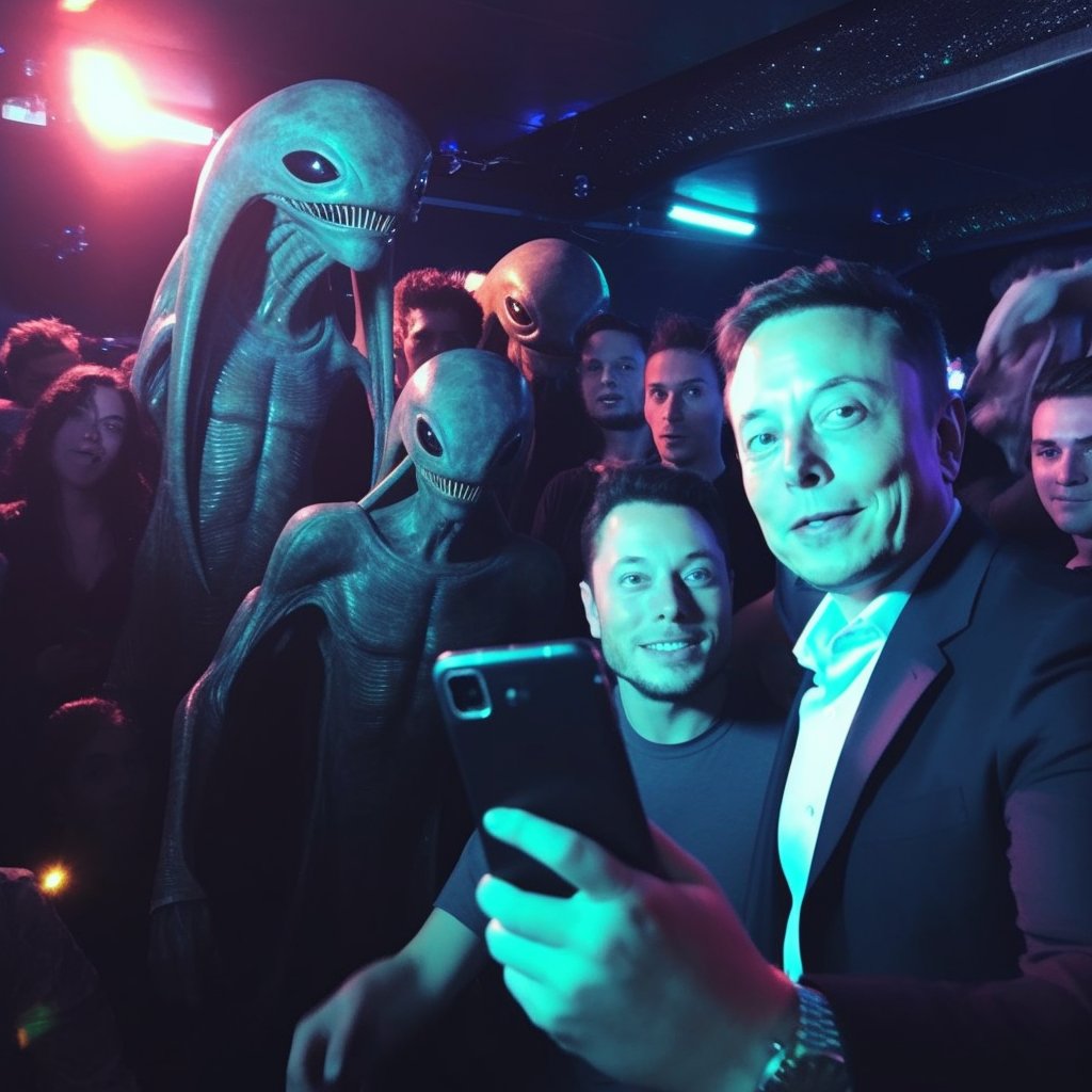 ManasbhatiaD's tweet photo. Exclusive! AI-generated images reveal Elon Musk @elonmusk partying with aliens on Mars! #elonmusk #SpaceX #Mars #aliens #AI https://t.co/pfjaZQ32i4