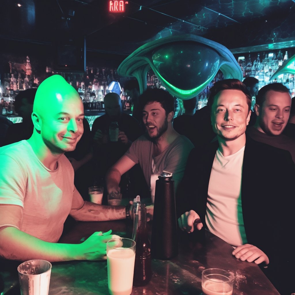 Exclusive! AI-generated images reveal Elon Musk <a href="/elonmusk/">Elon Musk</a> partying with aliens on Mars! #elonmusk #SpaceX #Mars #aliens #AI
