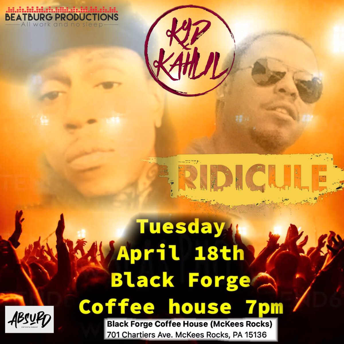 kydkahlil's tweet photo. Tomorrow night! #Pittsburgh #steelcity #pittsburgh #wamo #412pa #pittsburghmusic #Pennsylvania #rap #ridicule #tuesdayvibe #Concerts #shows #support #livemusic https://t.co/YqwOYhRTXL