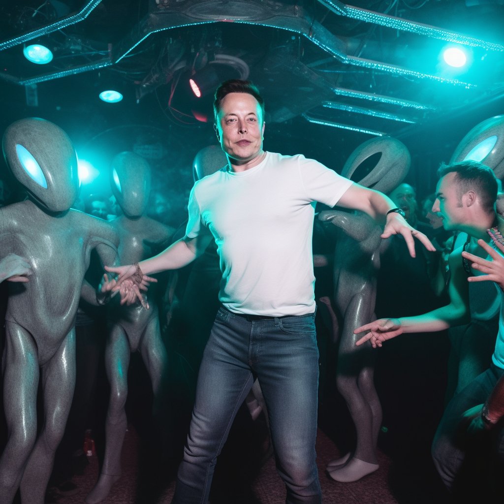 We always knew Elon Musk <a href="/elonmusk/">Elon Musk</a> was a visionary, but partying with aliens on Mars? That's next level. See the amazing #midjourney AI-generated images for yourself. #visionary #aliens #SpaceX #elonmusk #ai