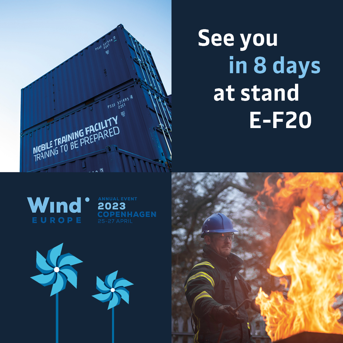 In case you missed it, we will be exhibiting at WindEurope next week, 25-27 April in Copenhagen!  

Visit us the Maersk Training stand at E-F20 and we would be happy to discuss your renewable energy solutions with you.  See you there!

#windeurope #renewables #windindustry