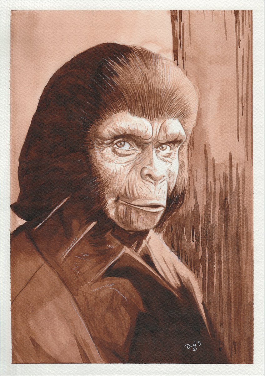 all done and for sale if interested y Dms are open RTs appreciated TY! #art #illustration #Makeupfx #Theplanetoftheapes #Johnchambers #movies #classicmovies #bmovies #portraits #commissionsopen #fineart #inkwash #artforsale #ogart #Apes