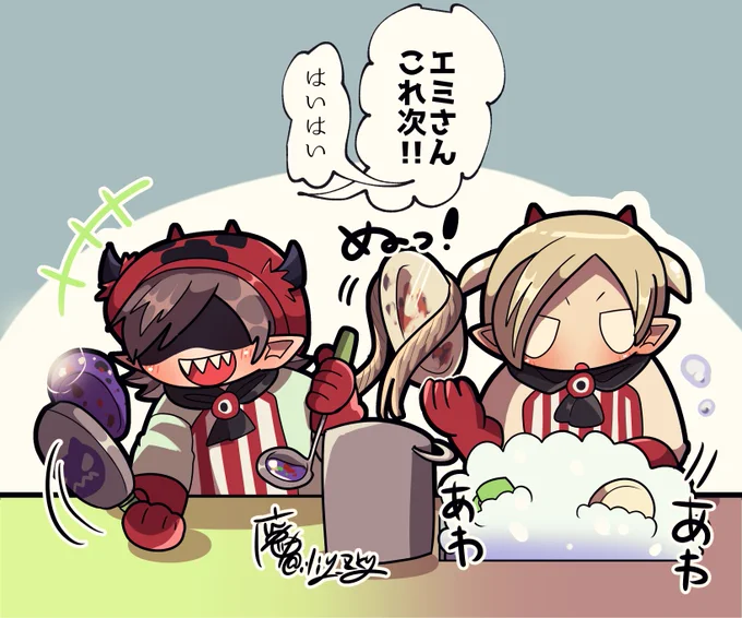 ⚠️😈カフェ捏造
頼もしい先輩がキッチンのヘルプに来てくれたようです 