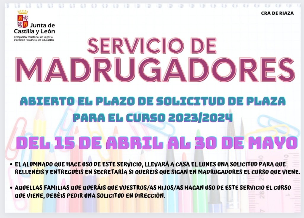 Mas información en nuestra página web craderiaza.centros.educa.jcyl.es