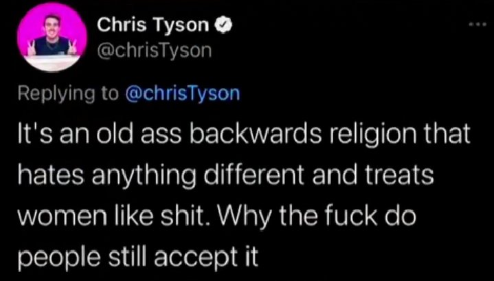 darkytzy098's tweet photo. Welp Chris Tyson is officially an Islamophobic

#Lchris #Islam #christyson https://t.co/cKCpPdknY8