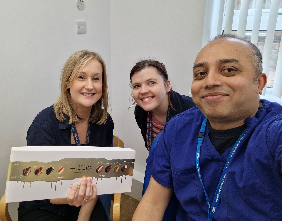 <a href="/STSFTrust/">South Tyneside and Sunderland NHS Foundation Trust</a> managed to recruit patient number 350 to the <a href="/ASEPTIC_TRIAL/">ASEPTIC</a> and received these chocs in the post! Lou, Jenny and Rohit are looking forward to thanking the team in person on Wednesday! 😀 <a href="/loufairlie/">Lou Fairlie</a> <a href="/JennyHendo/">Jennifer Henderson</a>