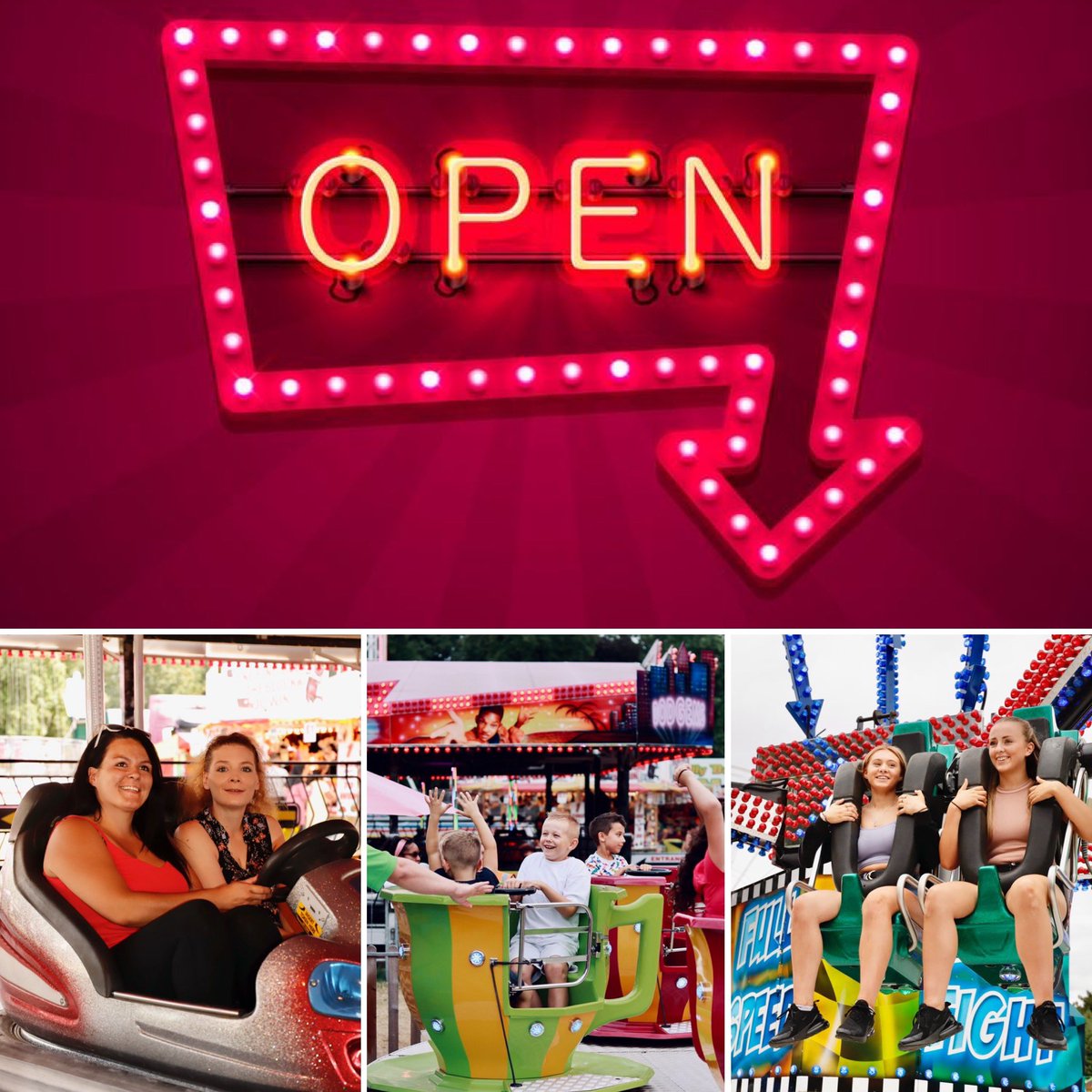 BBfunfair's tweet photo. **OPENING TIMES**
This week our opening times have changed slightly…
Monday 5-8:30pm 
Tuesday 5-8:30pm
Wednesday 5-8:30pm
Thursday 5-8:30pm
Friday 1-8:30pm 
Saturday 1-8:30pm
Sunday 1-8:30pm

We hope to see you soon! 😃
#bbfunfair #Leicester https://t.co/KftWZAgY5x
