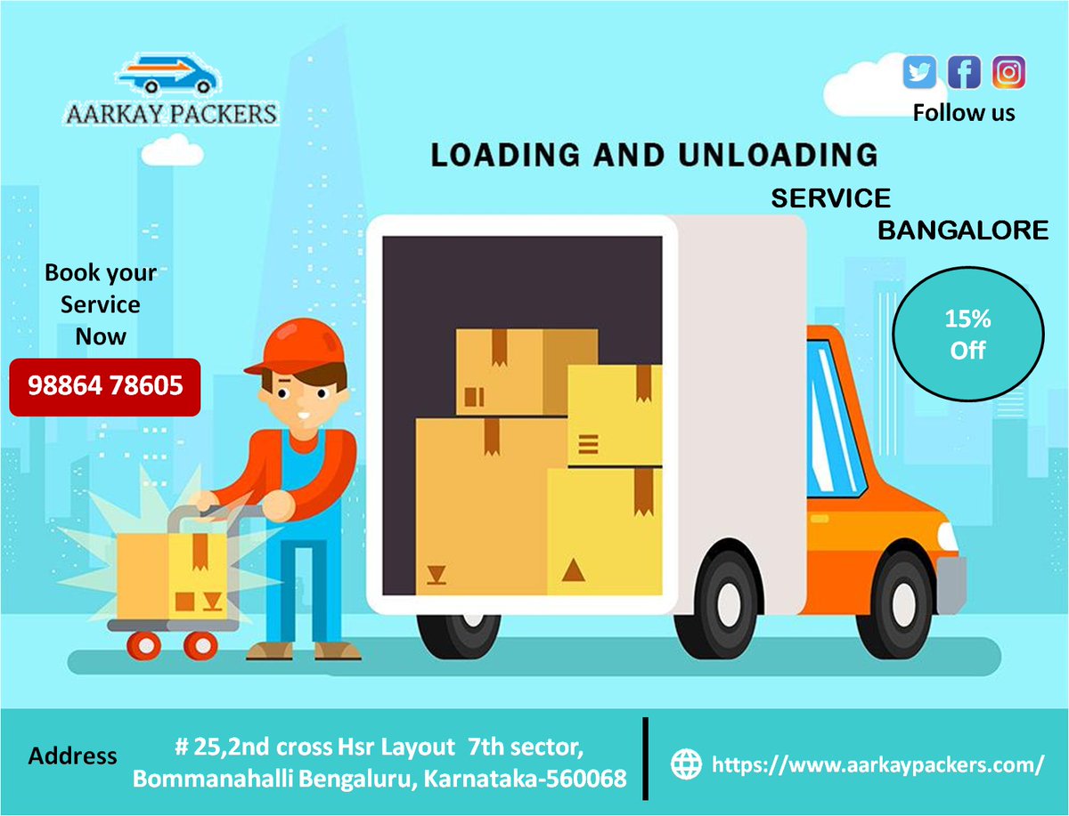 Aarkaypackers1's tweet image. Aarkay packers and movers 15% off on loading and unloading services in all over the bangalore. Moving is not only a costly and stressful procedure – it’s also an amazingly hazardous one. 

aarkaypackers.com/loading-and-un… #Houserelocation #moversbangalore, 

#Packers   #movers #bangalore