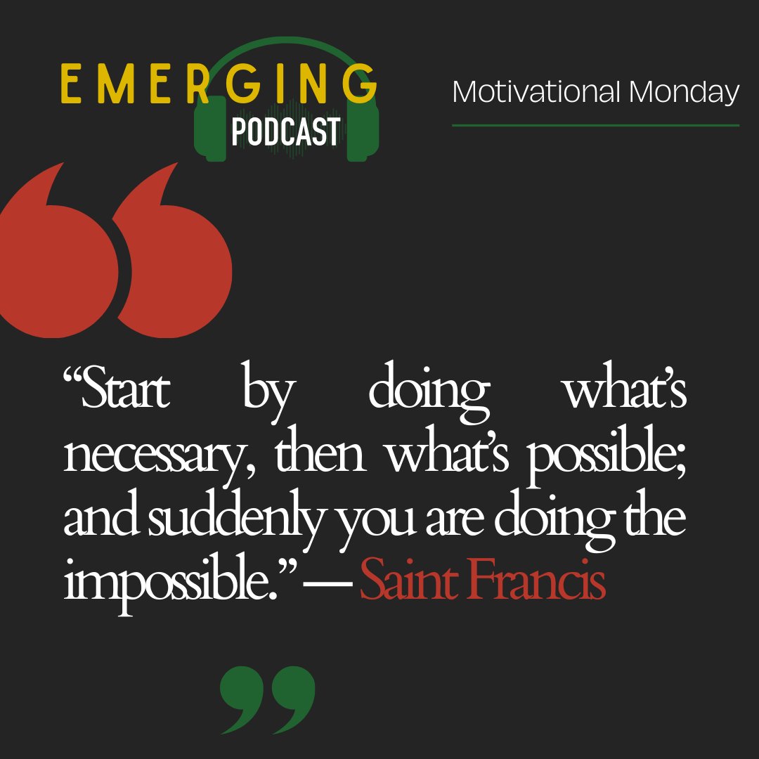 EmergingPod's tweet image. Let these words inspire you today: Start by doing what's necessary, then what's possible, and before you know it, you'll achieve the impossible. #MondayMotivation #Inspiration #SaintFrancis""

Tune in to Emerging with Jamal Robinson Now!

linktr.ee/emergingpodcast &amp;lt;3

#programming
