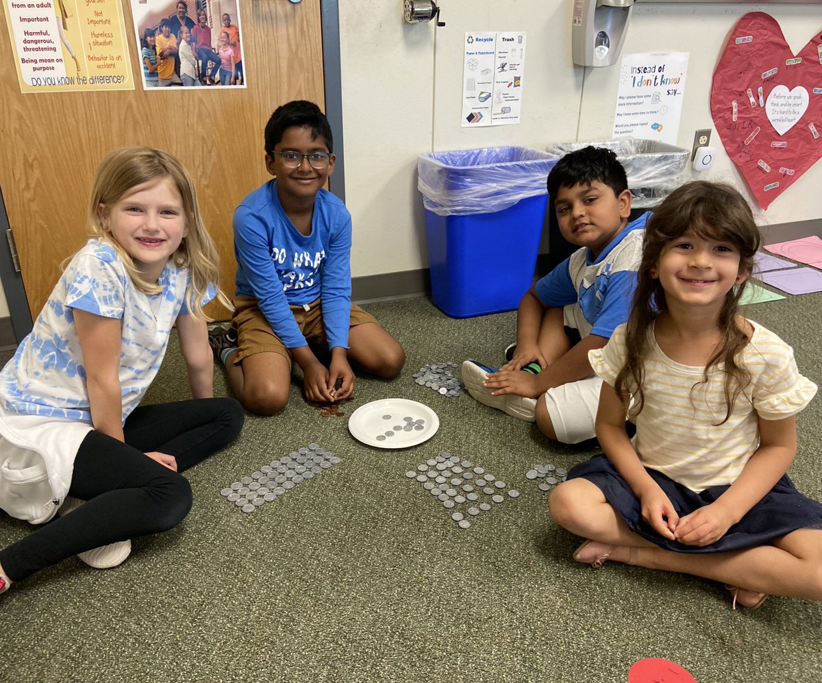We’ve started learning about pennies, nickels, dimes, and quarters in first grade! We worked in groups to sort out all the different coins! <a href="/McSpeddenES/">McSpeddenES</a>