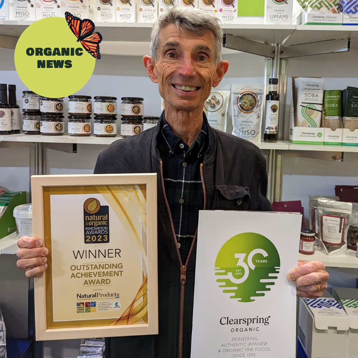 ukorganicassoc's tweet photo. 🏆️ Congratulations to @ClearspringUK! They have just won the Natural & Organic Innovations Award 2023 at @NatProductsShow
The award day has also coincided with the 30th anniversary of the Cleaspring brand!
#nopes #goorganic https://t.co/g8uddXZBfN