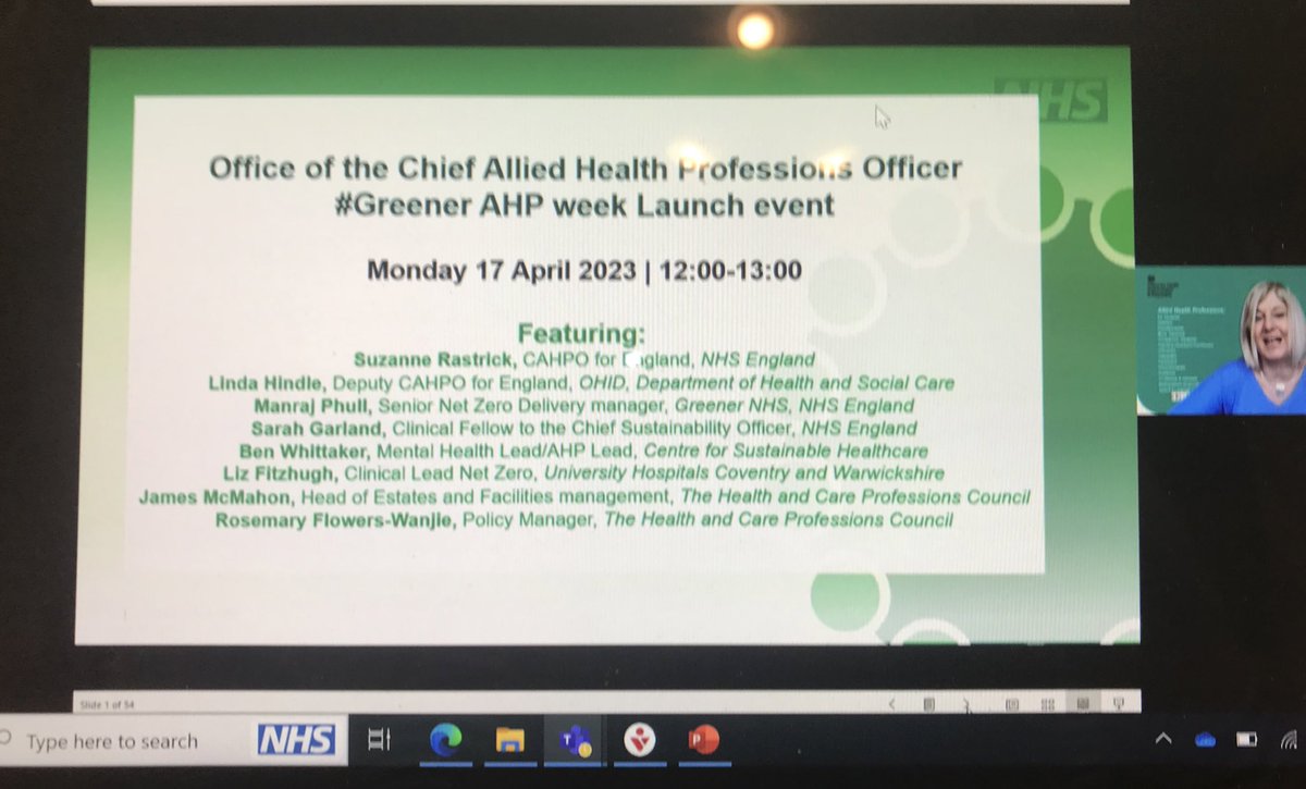 BOBAHPFaculty's tweet photo. Great to hear about #AHP commitment to #Sustainability as part of the #AHPstrategy
Putting on our #GreenGoggles 👓 how can we be more sustainable in our professional &amp; personal lives? How can we can evidence &amp; celebrate our achievements? 
#GreenerAHPs https://t.co/4iyuYj4MpZ
