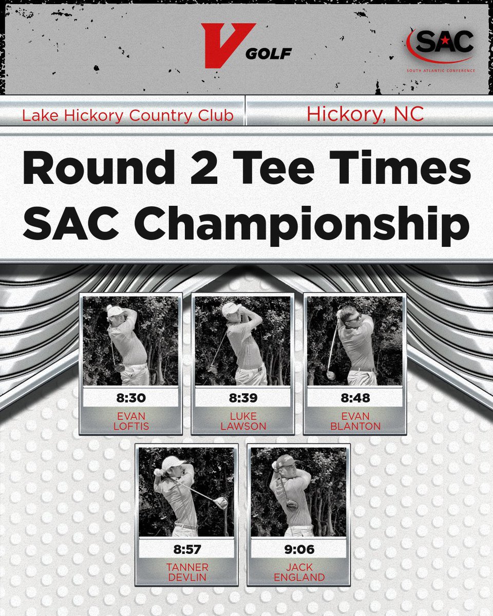 CoachSturgill3's tweet photo. Round 2 Tee times for The SAC Championship at Lake Hickory Country Club in Hickory, NC. 
#Vgolf #GoCavsGo #UvaWiseGolf #CommittotheV #SAC https://t.co/J6G2N0ayOm