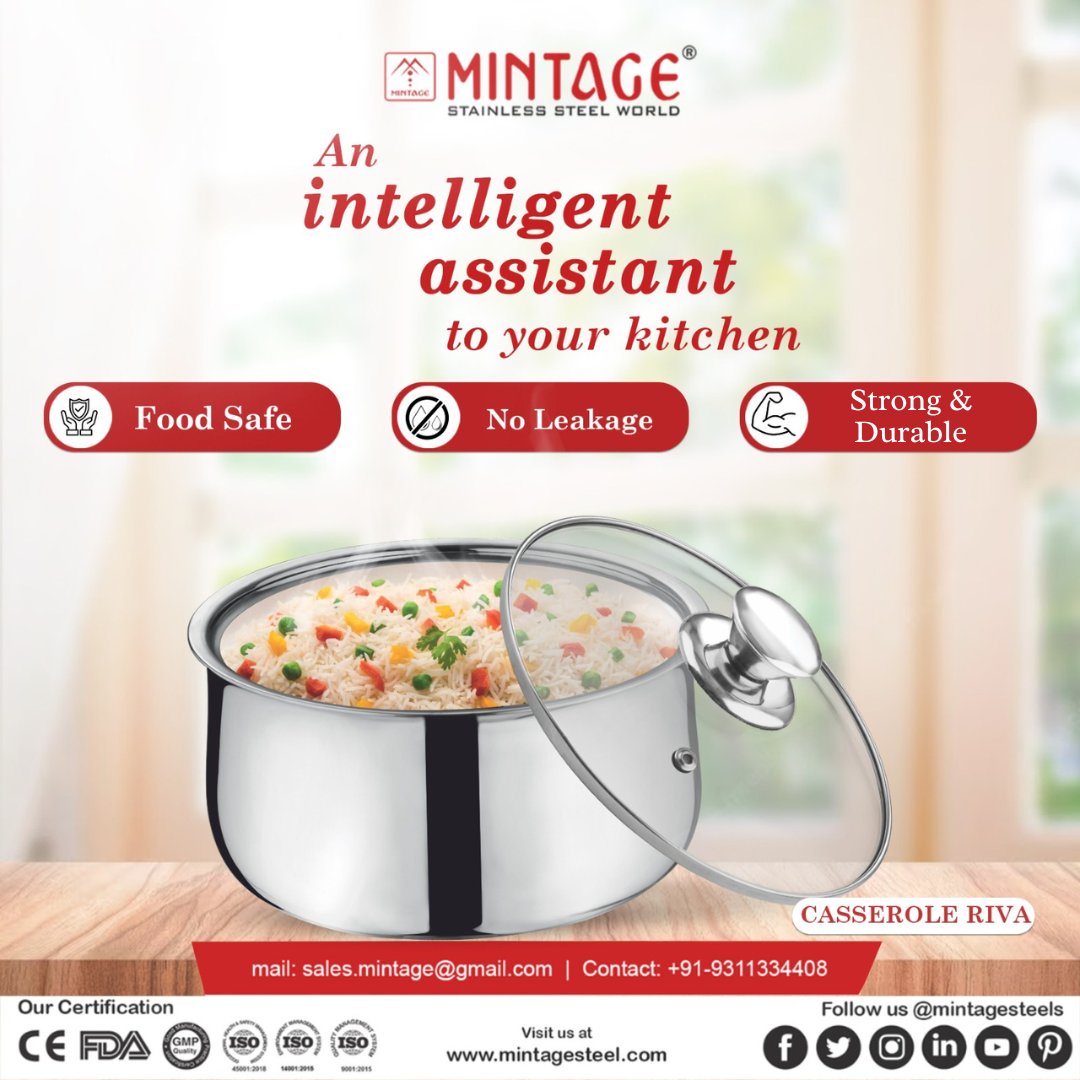 mintagesteels's tweet image. An Intelligent Assistant to Your Kitchen. Mintage always provides you the best range of kitchenware Products.
.
Contact on 9311334408 via Call or WhatsApp, or mail: sales.mintage@gmail.com
Buy Mintage products online at:
amazon.in/mintage
#servegood #intelligentcooking