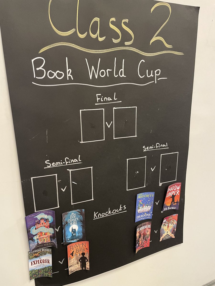 Another Book World Cup for the children in class today. 📚I wonder which will win… 🤔<a href="/MrBoothY6/">Ashley Booth</a> <a href="/MissRJRiley/">Miss Riley</a> <a href="/HorburyBridgeAc/">HorburyBridgeAcademy</a> #Reading #Imagination #NewWorlds #Books