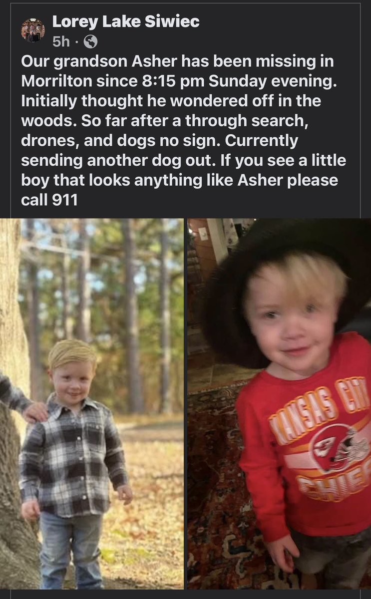 MosesMosley's tweet image. This was posted 5 hours ago on FB - Morrilton area boy missing since 8:15 last night. RT for awareness.