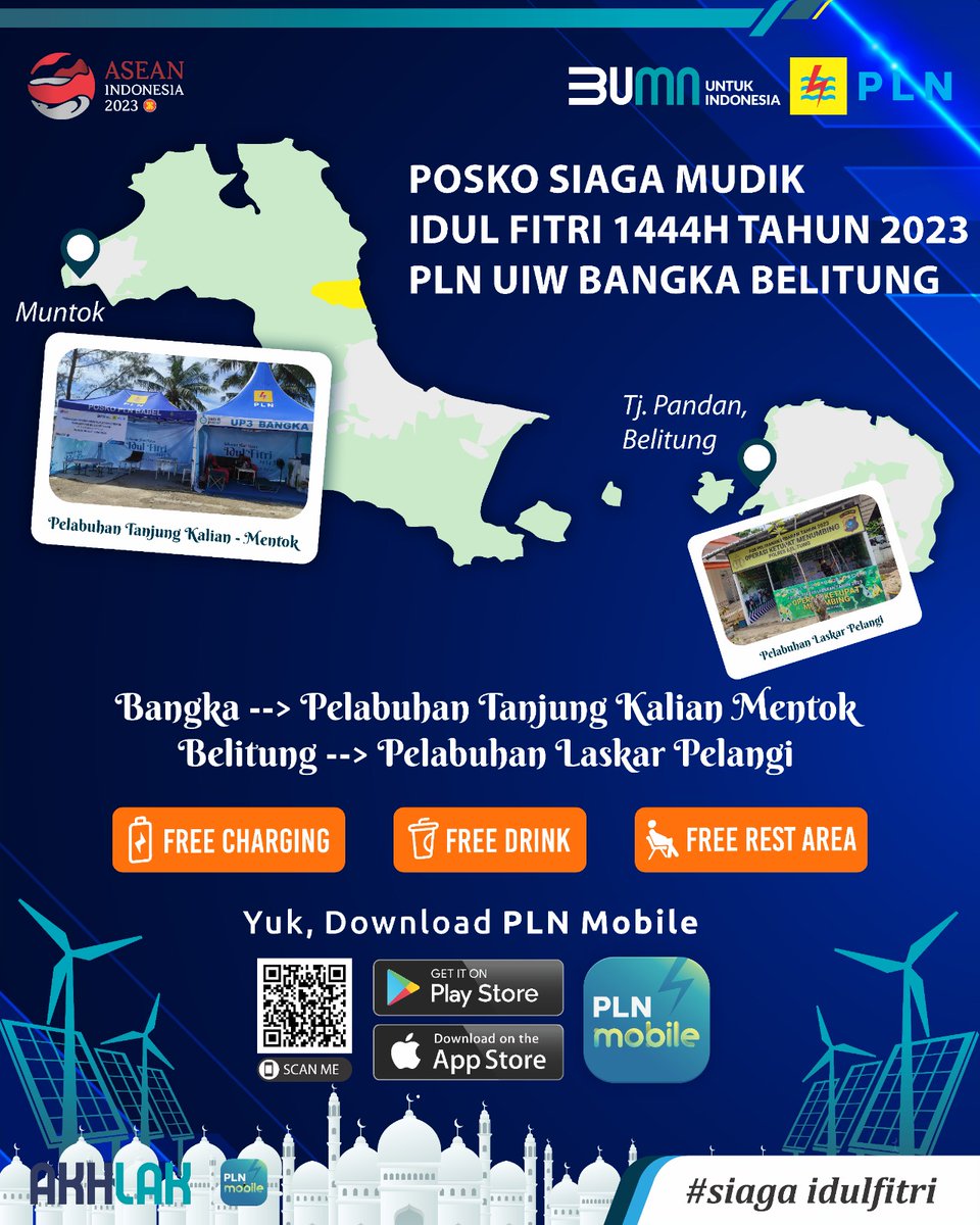PLNBabel's tweet photo. Electrizen,
PLN UIW Babel menyiapkan posko siaga mudik Idul Fitri 1444 H loh...
Cek yuk lokasinya...
#MudikBersamaBUMN2023 #PoweredByPLN #PLN #PLNUIWBabel #PLNUntukIndonesia #UnleashingEnergyandBeyond https://t.co/MDDhLh1lYb