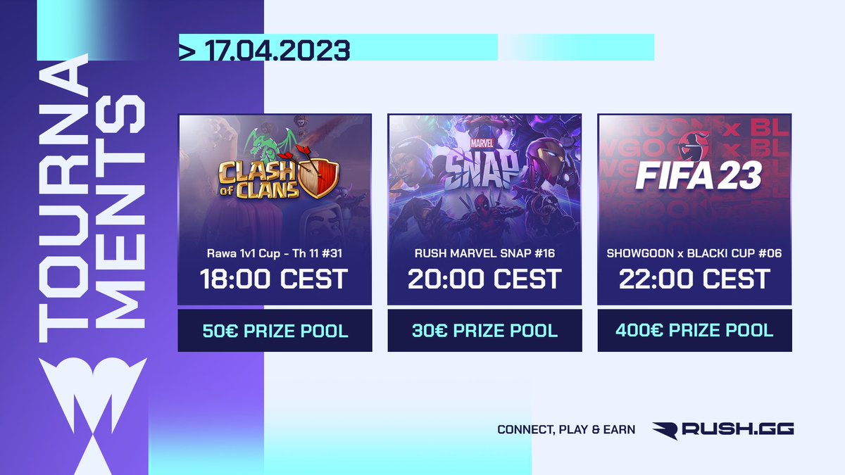 Monday vibes 🥊

Hope you had a wonderful weekend and now you are ready to play the big leagues!

Time for some esports - whether it’s #ClashOfClans, #FIFA23 or #MarvelSnap, it’s up to you!

Sign-up links ⤵️