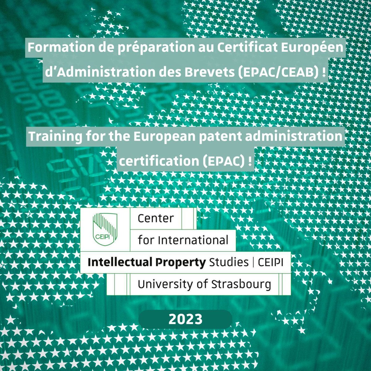📣Registration is open for the CEIPI courses preparing for the EPAC 2023 ! 

📝 Book your place on our online courses which are organized in 🇬🇧, 🇩🇪 and 🇫🇷 language from early July to late September 2023. 

ℹ️ For more info, please refer to our website : lnkd.in/dGuSsSw4