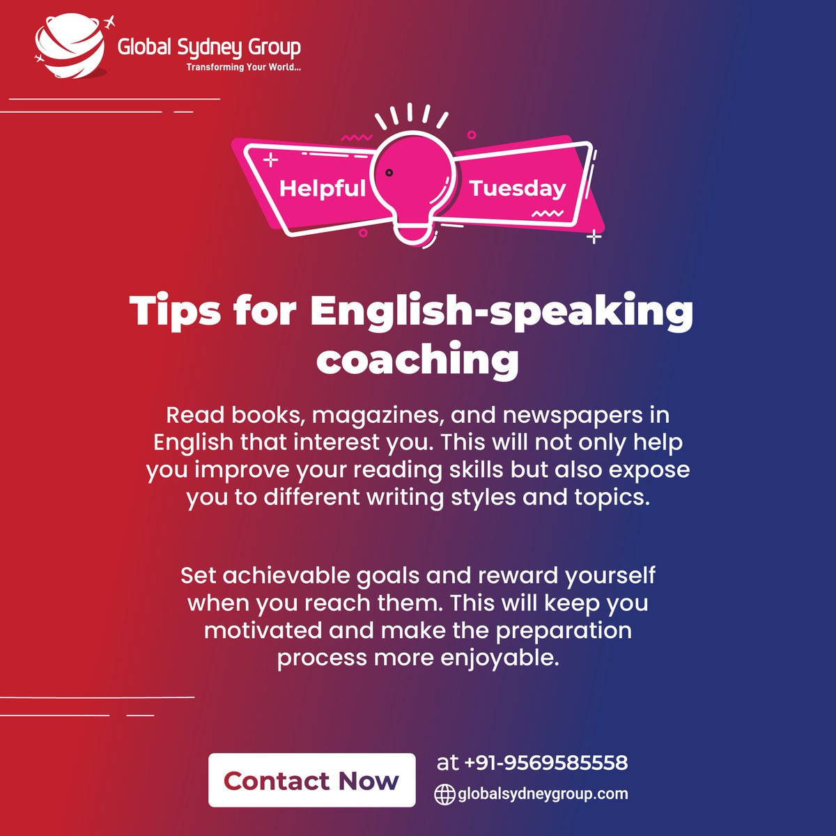 🤩Unlock your English-speaking potential with our expert tips and tricks! Let's succeed together!💯
.
.
.
.
.

#globalsydneygroup #HELPFULTUESDAY
#teamgsg #bestieltscoaching #ieltsinchandigarh #ptecoaching #studyabroad #studyvisa #bestimmigrationconsultant