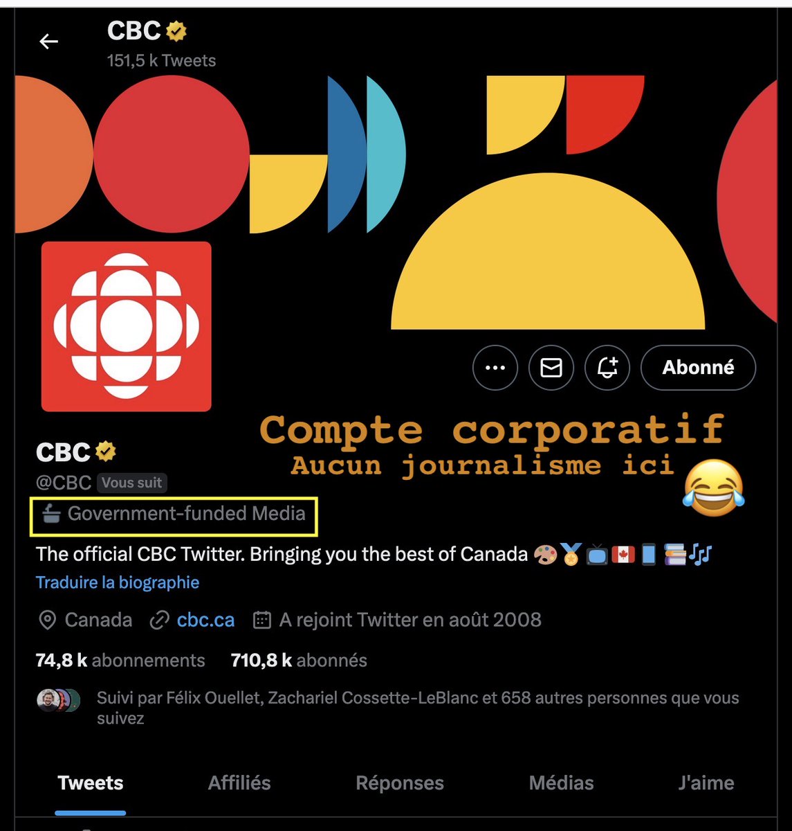 jeanhuguesroy's tweet photo. L'étiquettage «média financé par gouv» pour CBC est trompeur.
Selon Twitter, cela = que le gouv peut influencer contenu.
Gouv Harper influençait-il contenu de CBC quand Poilievre était ministre? 🤔
La demande que @PCC_HQ de @PierrePoilievre a faite à Twitter n'a pas de sens. https://t.co/w16AUGW8Tr