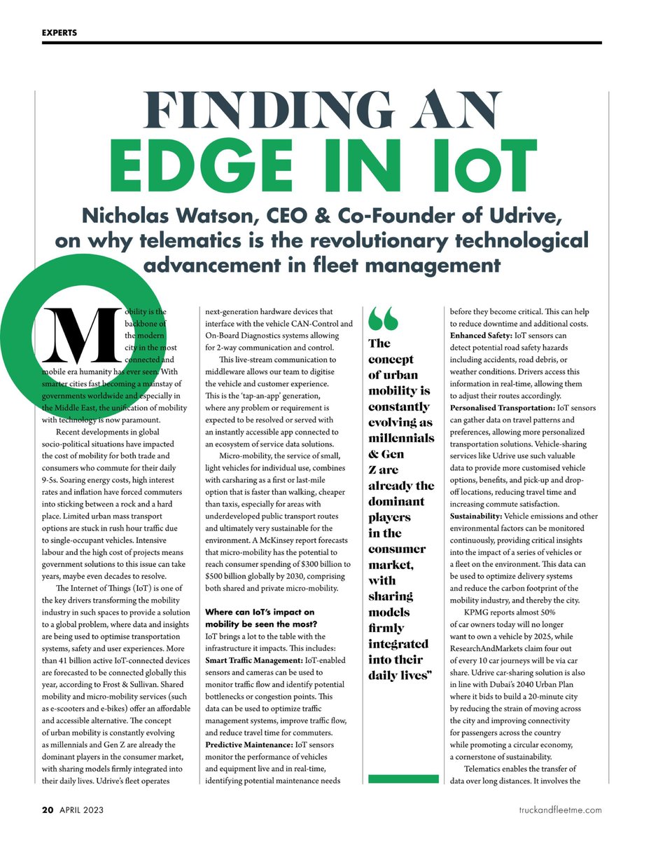 SherpaComms's tweet image. Revving with pride as @udriveuae  graces the front cover of @TruckandFleetME  showcasing the commitment to innovation and excellence in the industry!
📷📷 #Udrive #TruckAndFleetME #InnovativeSolutions #LeadingThePack
#uae #dubai #middleeast #iot