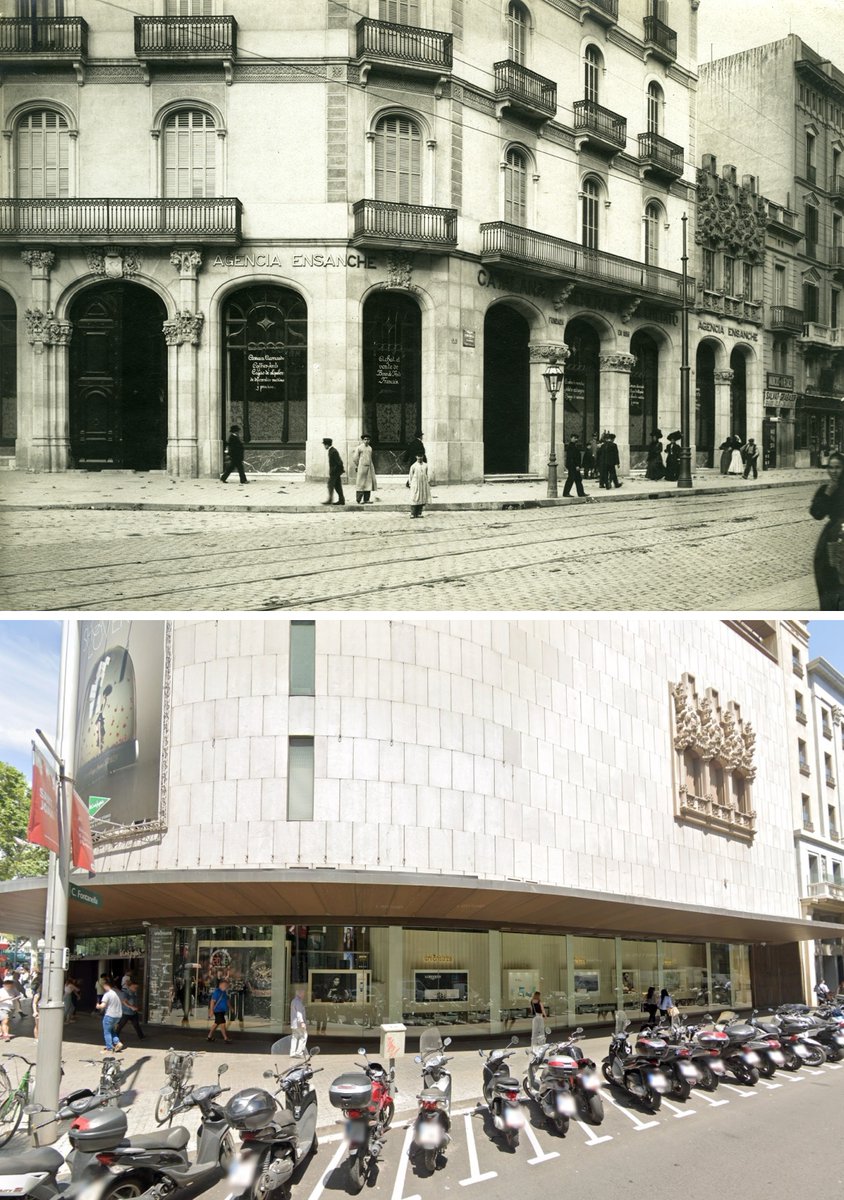 efemarq's tweet photo. #Taldiacomavui de 1903 va morir l'arquitecte modernista català Antoni Maria Gallissà. El 1900 féu el pis i la tribuna neogòtica de la Casa Sicart al Carrer de Fontanella de Barcelona. Enderrocada el 1991, se'n col·locà una rèplica sobre la façana d'El Corte Inglés. Umm... 🤨 Fil https://t.co/yeYjDiCszK