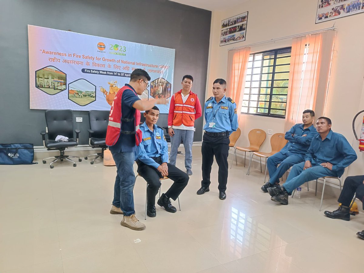 IOCLManipur's tweet photo. First Aid Training at Imphal Depot on 17.04.23 as part of Fire Service Week with Red Cross Society, Imphal https://t.co/zv9ZPBegAq