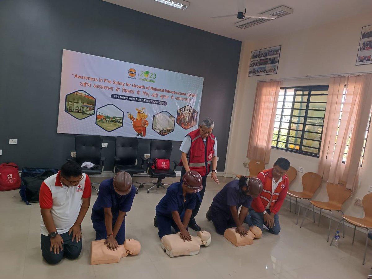 IOCLManipur's tweet photo. First Aid Training at Imphal Depot on 17.04.23 as part of Fire Service Week with Red Cross Society, Imphal https://t.co/zv9ZPBegAq