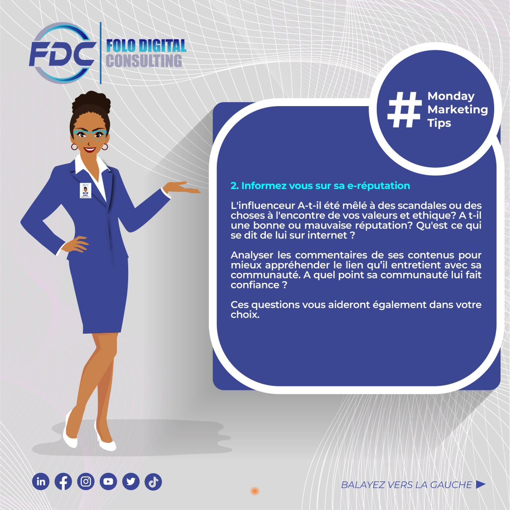 FoloDigital_C's tweet photo. Cette technique #marketing, permet donc de booster vos ventes et donner à votre marque une meilleure viisbilité avec une cible bien déterminée.

Mais donc, comment mieux choisir les #influenceurs pour vos #campagnes ?

Ce tips vous a été utile? Dites nous en commentaire⬇️
#FDC ⬇️ https://t.co/aKcDWAO10z