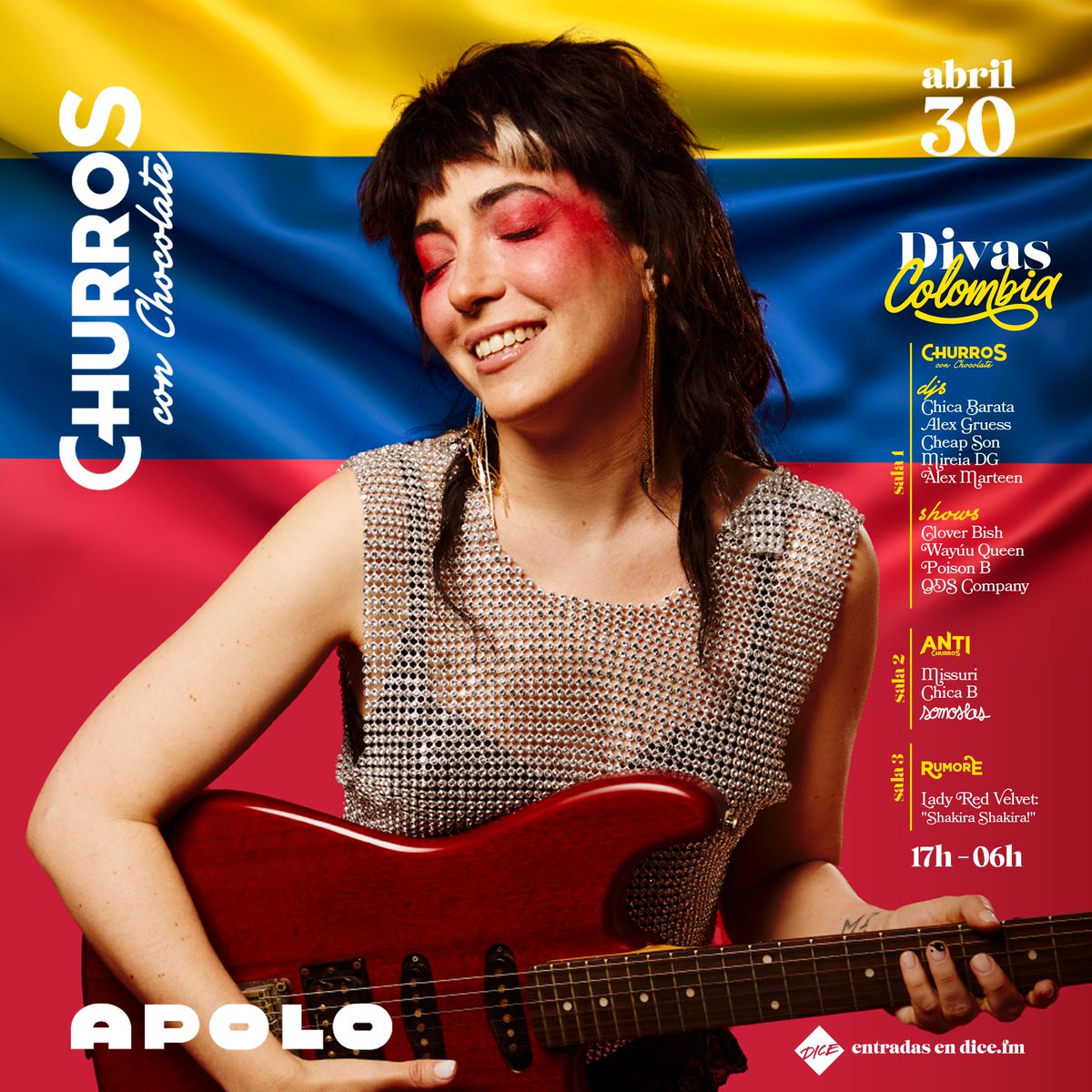 El 30 de abril nos vamos de rumba a la @sala_apolo (BCN) con nuestro especial Colombia 🇨🇴 Bichotas y lobas os esperamos desde las 17h y hasta las 06h junto con Somoslas🌺