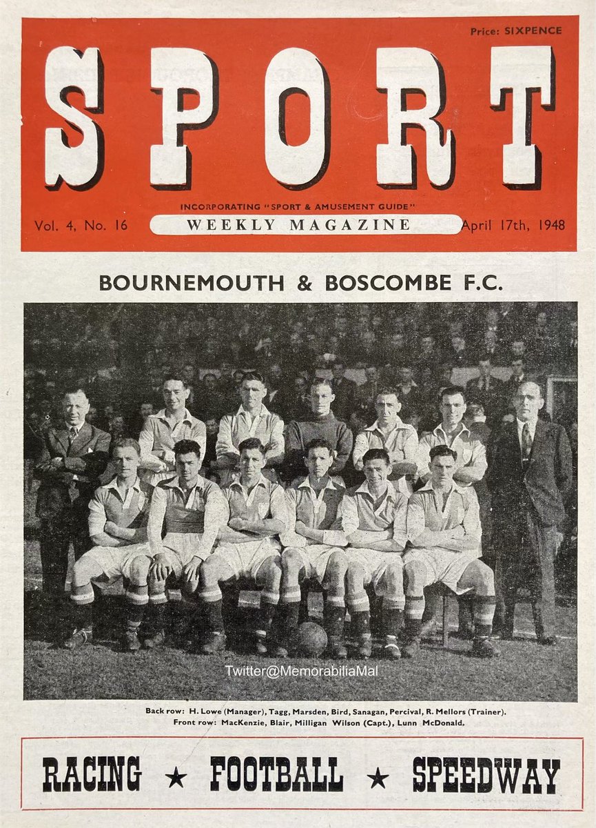 MemorabiliaMal's tweet image. 75yrs ago today…
Bournemouth &amp;amp; Boscombe Athletic
Sport Weekly Magazine OTD 17/4/48
#AFCB #Bournemouth #Boscombe