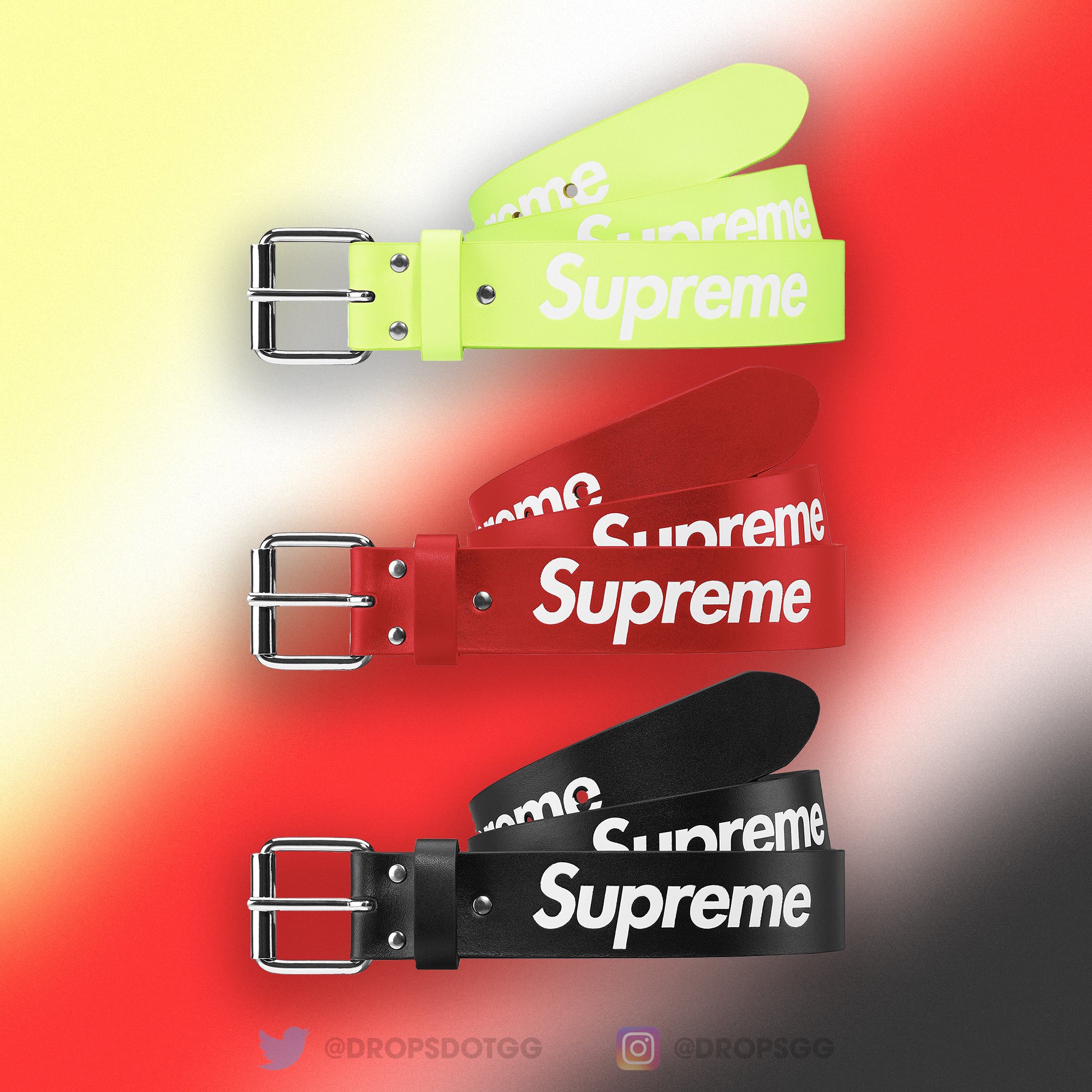 Supreme Repeat Leather Belt Red - Large