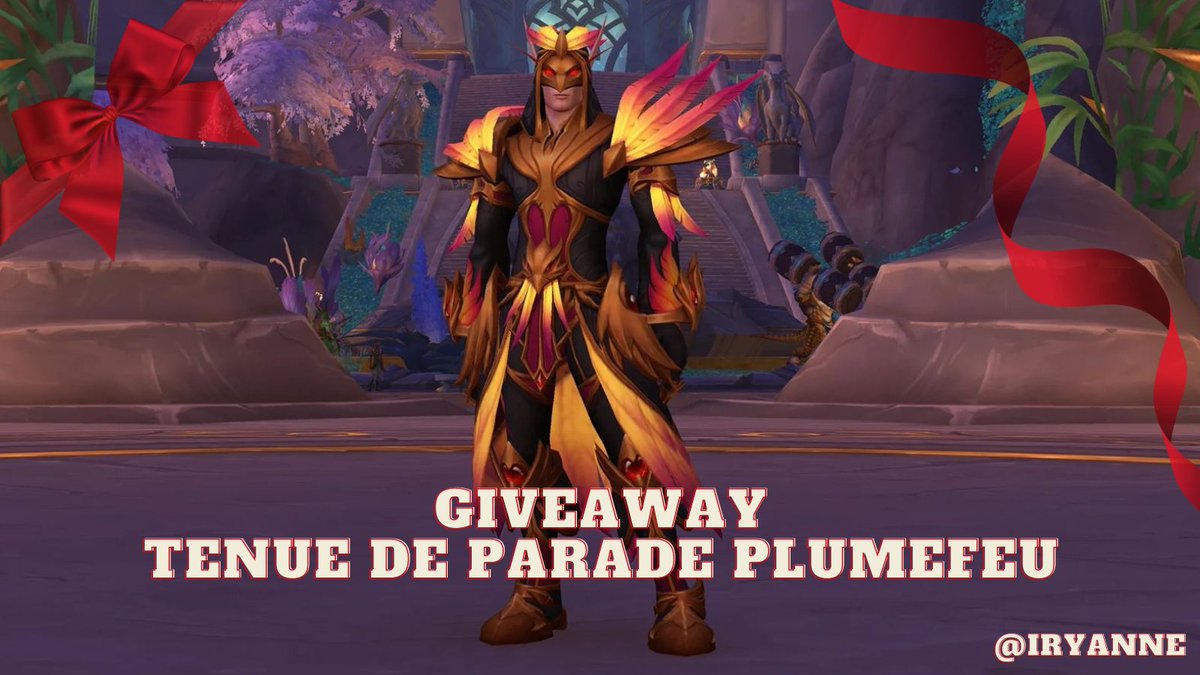 Yaslamenaace's tweet photo. 🎁GIVEAWAY 🎁
Pour la sortie du Patch 10.1 le 3 mai je vous offre la magnifique transmo de la boutique la tenue de parade plumefeu 🔥

Pour participer ? 
✅Follow @Yaslamenaace
🧡Like le post 
🔁Retweet  

Tirage au sort le 27 avril 
Bon chance à tous #WoW_Partner #Dragonflight https://t.co/SQ8WluTBPE