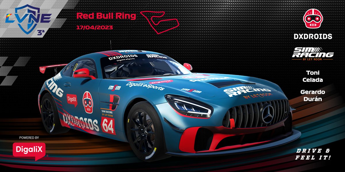DxDroids Simracing by LR (@dxdroids_team) on Twitter photo 🔴🔵🟠 #iRacing
¡Hoy sale a pista el equipo DXDroids by LR Academy, 3ª División #LVNE2023 <a href="/DriversparadeCb/">Drivers Parade Club</a> ¡Suerte y a disfrutar🍀🦾!
🏁 Red Bull Ring
Pilotos
🤖 <a href="/Mimajuto/">Toni Celada</a>
🤖 <a href="/geert_dj12/">GDJ</a>
🚗 Mercedes AMG GT4
📺 twitch.tv/advncesic
⏰ 20.30 h
💙#DriveandFeeLit 🔴🔵🟠 #iRacing
¡Hoy sale a pista el equipo DXDroids by LR Academy, 3ª División #LVNE2023 <a href="/DriversparadeCb/">Drivers Parade Club</a> ¡Suerte y a disfrutar🍀🦾!
🏁 Red Bull Ring
Pilotos
🤖 <a href="/Mimajuto/">Toni Celada</a>
🤖 <a href="/geert_dj12/">GDJ</a>
🚗 Mercedes AMG GT4
📺 twitch.tv/advncesic
⏰ 20.30 h
💙#DriveandFeeLit