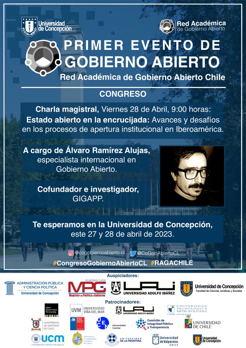 ‼️REVISA LA SIGUIENTE INFORMACIÓN ‼️
Estás cordialmente invitado e invitada a la Charla Magistral sobre 📚Estado abierto en encrucijada: Avances y Desafíos en los procesos de apertura institucional en Iberoamérica.📚 
Acá abajo te detallamos 👇🏼