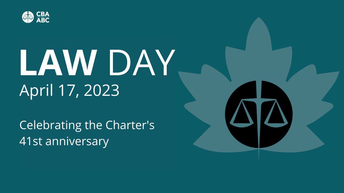 Today, we celebrate the 41st anniversary of the Canadian Charter of Rights and Freedoms. On this #LawDay, let's share knowledge about the legal professions, institutions and leaders that form the cornerstones of democracy. Find out more about Law Day: bit.ly/40GQDIk