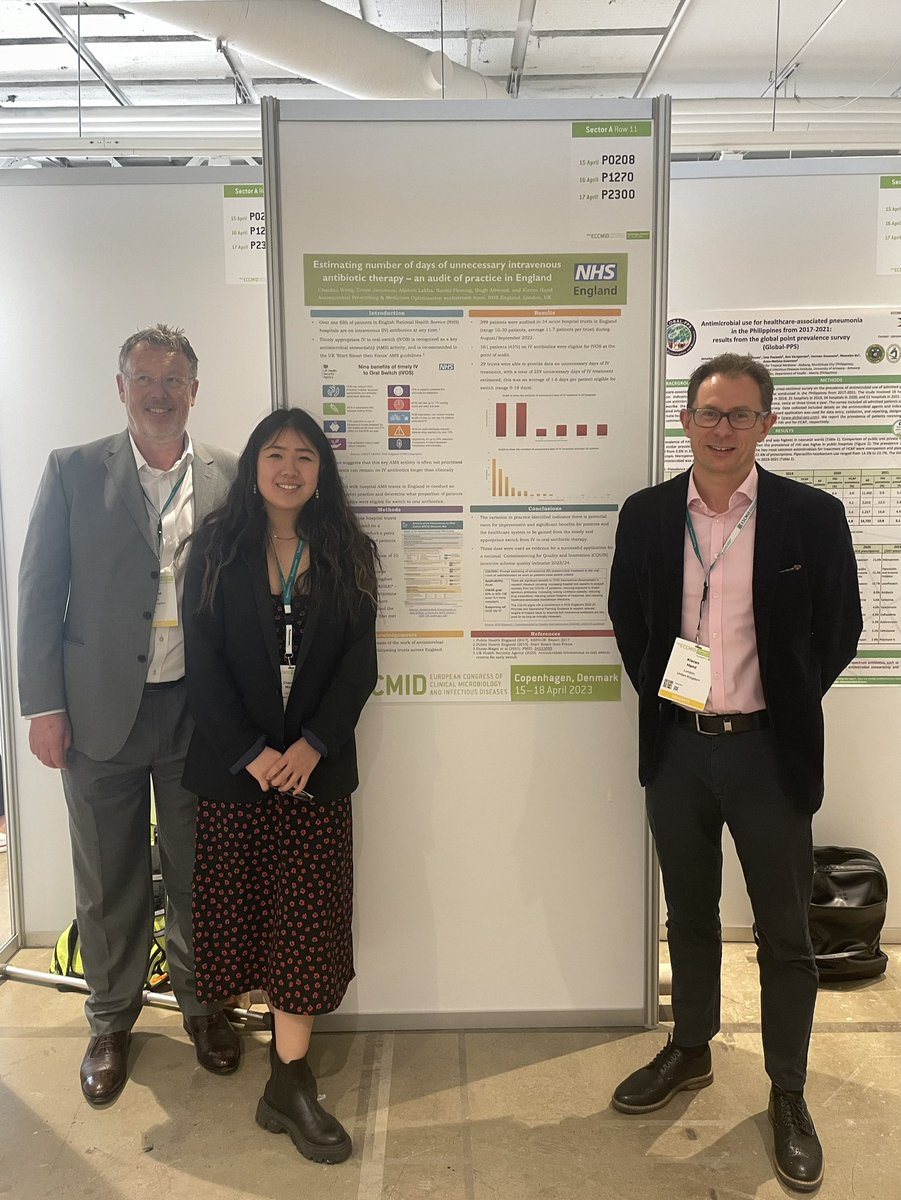 Delighted to present the work of @NHSEngland Antimicrobial Prescribing and Medicines Optimisation team on IV to Oral Switch at #ECCMID23 - one of my CPhO fellowship highlights so far! @DrKieranHand @AntibioticLeeds @jamiesonce @davidwebb_1 @FMLM_UK