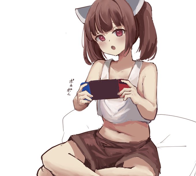 「brown hair playing games」 illustration images(Latest)