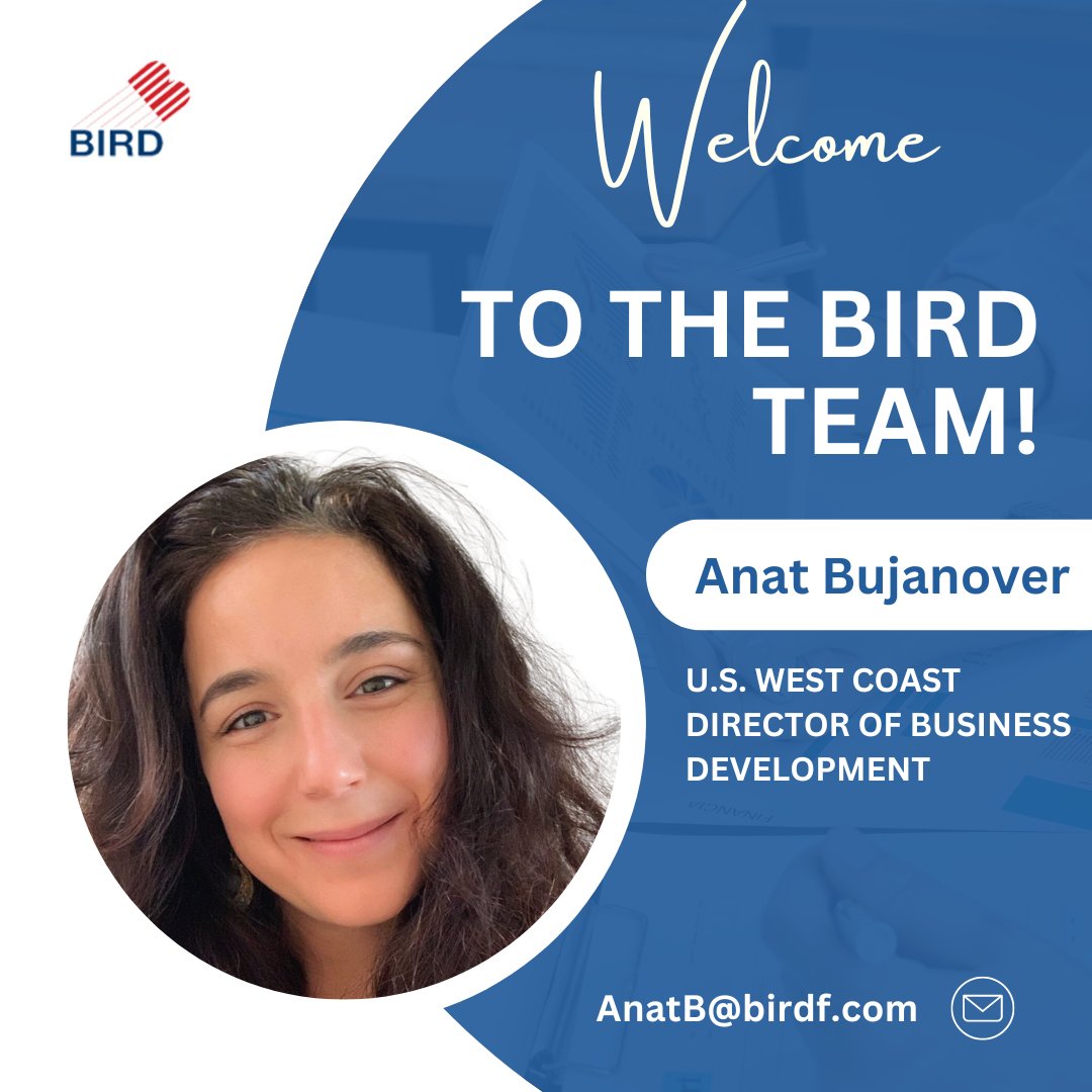 BIRDFoundation1's tweet photo. 🎉 We are excited to welcome Anat Bujanover as our new West Coast Director of Business Development at BIRD! She brings extensive experience to the role and we are confident she will continue to build on the outstanding work of her predecessor @mayavardi. #BIRDteam https://t.co/0cWSjqIFi0
