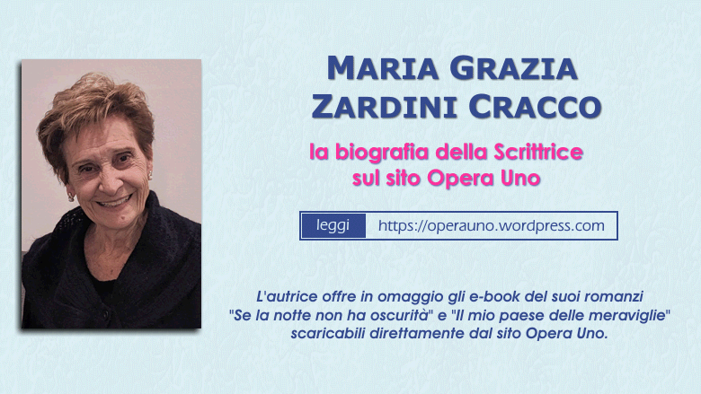 OperaUno's tweet image. La scrittrice Maria Grazia Zardini Cracco presenta i suoi romanzi "Il mio Paese delle meraviglie" e "Se la notte non ha oscurità" e offre in omaggio la versione e-book delle due opere. ⬇  
operauno.wordpress.com/maria-grazia-z…
operauno.wordpress.com/il-mio-paese-d…
operauno.wordpress.com/se-la-notte-no…