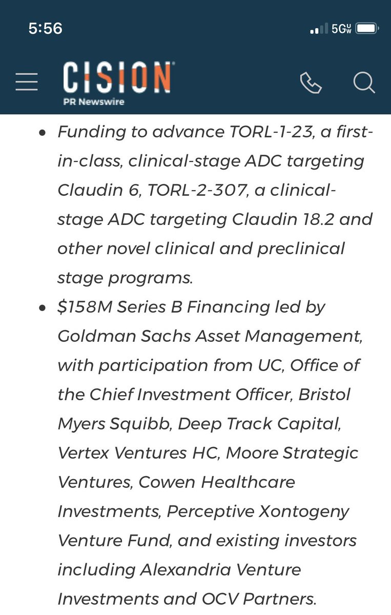 $263 million raised for early-stage #Claudin programs from Alentis Therapeutics and TORL BioTherapeutics. Great investor syndicates including Perceptive, Deep Track, RA, Schroeders, Jeito, BMS, Novo #ICYMI, $CNTX
