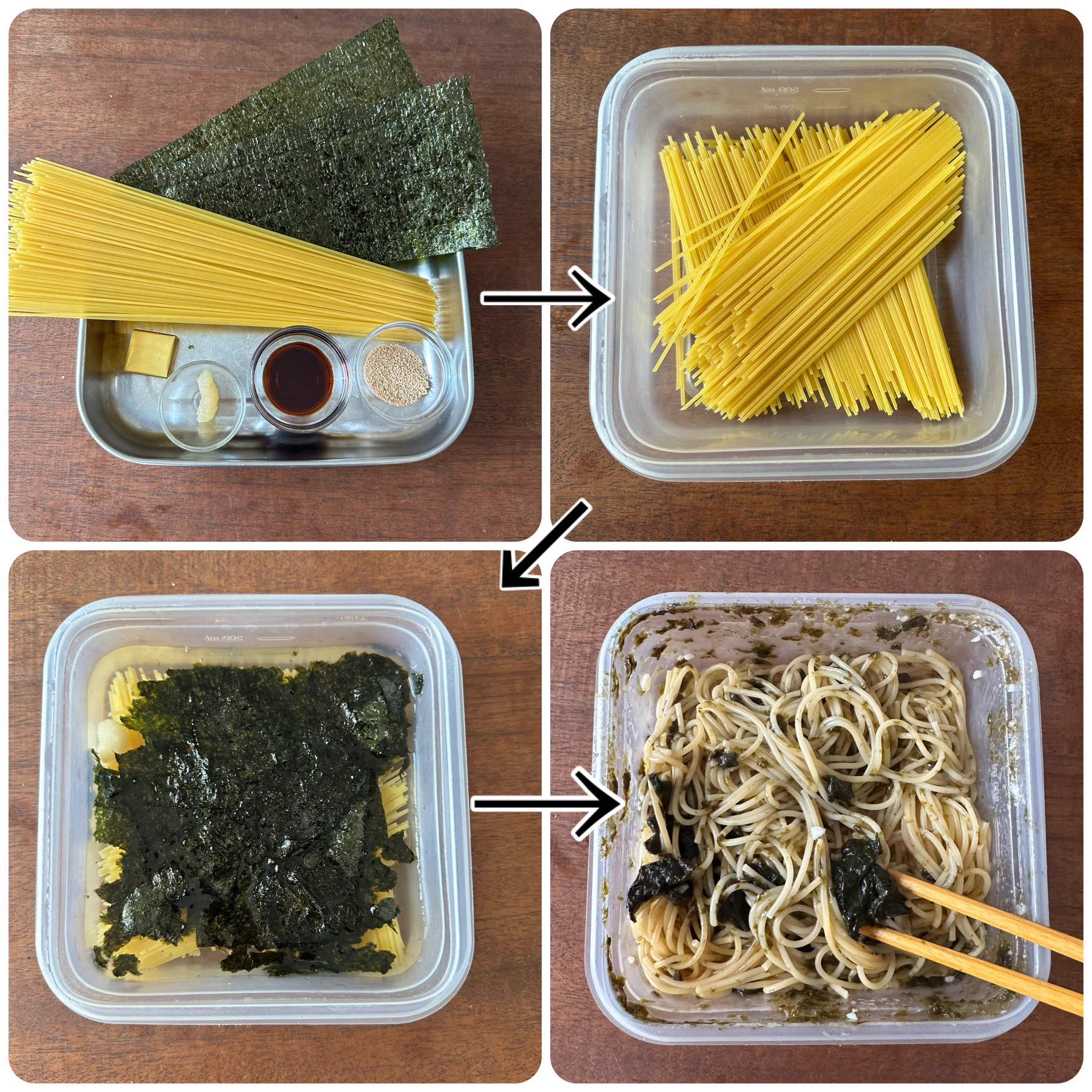 包丁を使わずに作れちゃうのは嬉しい！焼きのりやバターを使った「パスタ」レシピ！