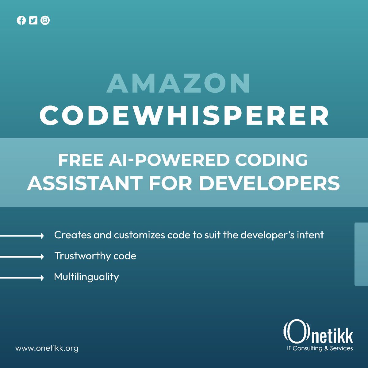 onetikk's tweet image. 𝗡𝗘𝗪 𝗙𝗥𝗘𝗘 𝗚𝗶𝘁𝗛𝘂𝗯 𝗖𝗼𝗽𝗶𝗹𝗼𝘁 𝗖𝗼𝗺𝗽𝗲𝘁𝗶𝘁𝗼𝗿: 𝗔𝗺𝗮𝘇𝗼𝗻 𝗖𝗼𝗱𝗲 𝗪𝗵𝗶𝘀𝗽𝗲𝗿𝗲𝗿
#amazonecodewhisperer #codegenerator #AIcode #onetikk
