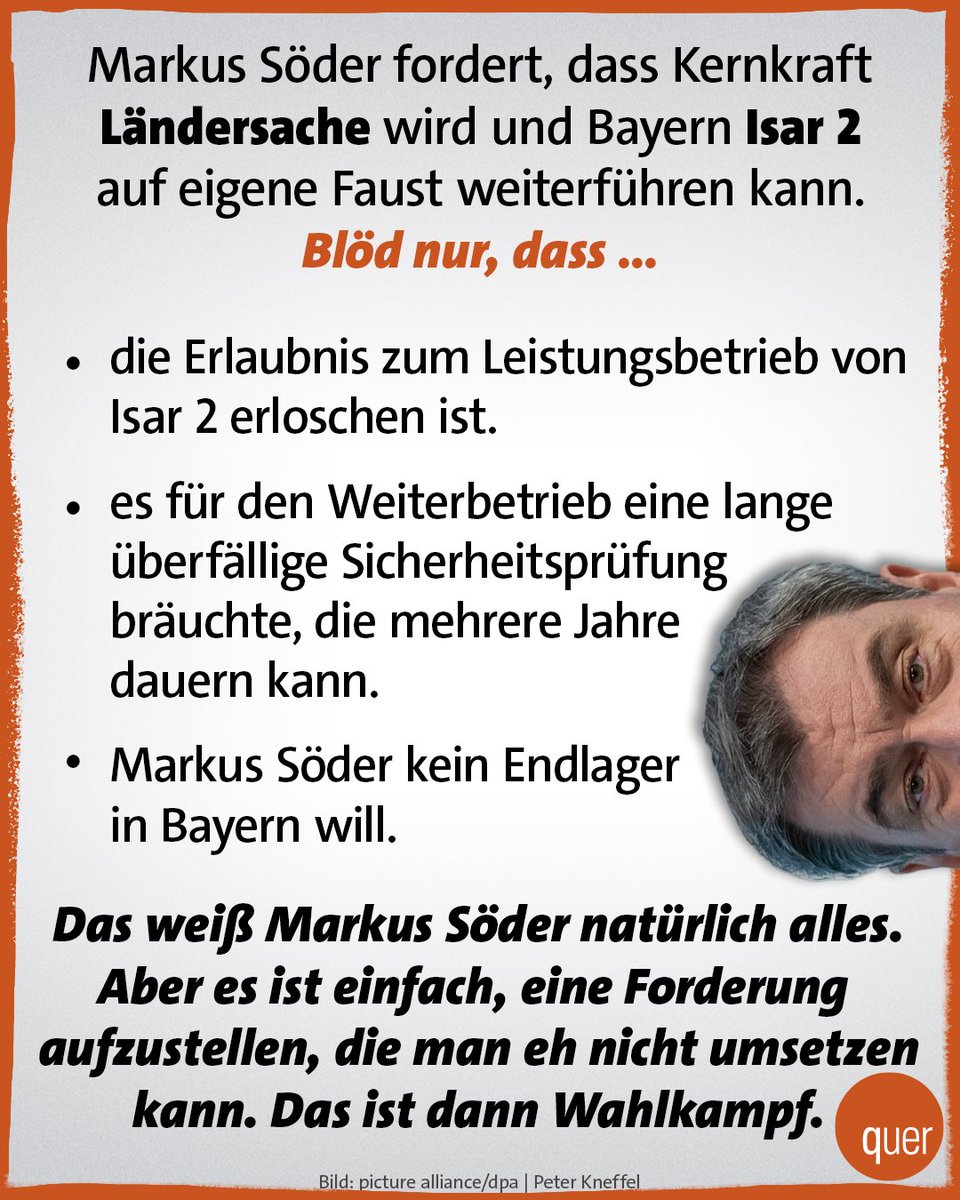 Im Oktober ist die Landtagswahl in Bayern. Merkt man, oder?

#wahlkampf #söder #atomenergie #isar2 #kernkraft #endlager